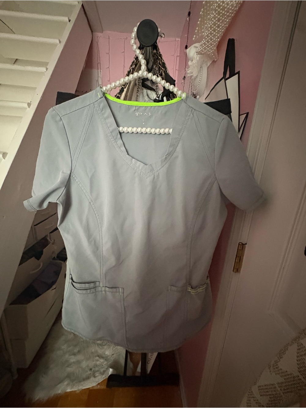 Women’s Gray V-Neck Medical Scrub Top